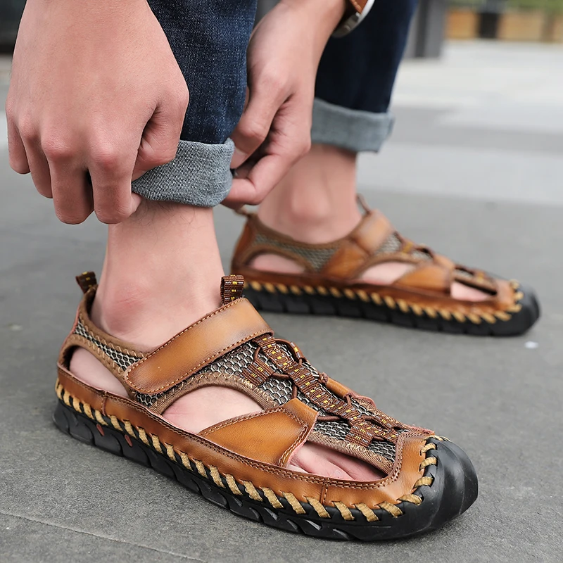 

Men‘s Sandals summer outdoor Breathable Air Mesh Shoes For Men 2023 Plus Size 38-47 Beach Male Shoes Men Crox Aqua Casual shoes