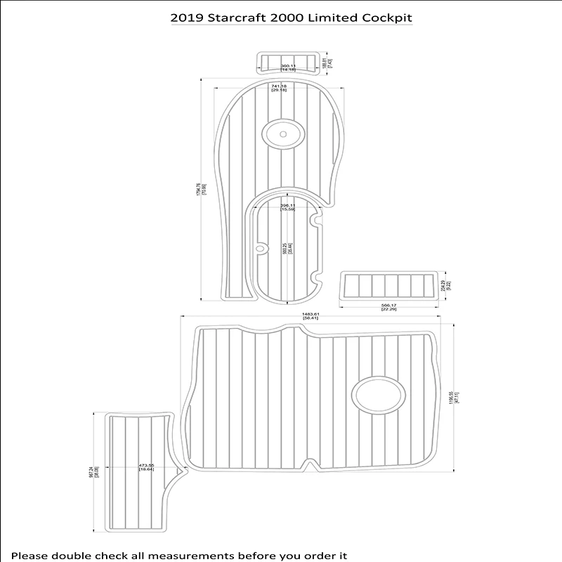 

2019 Starcraft 2000 Limited Cockpit Boat EVA Faux Teak Deck Floor Pad