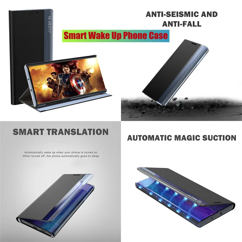 

Smart Sleep Awake Flip Cover For Xiaomi Mi 10 10 Pro Redmi 9A 8 9S POCO X3 F3 Note 9 9T Case Window View Flip Leather Phone Case