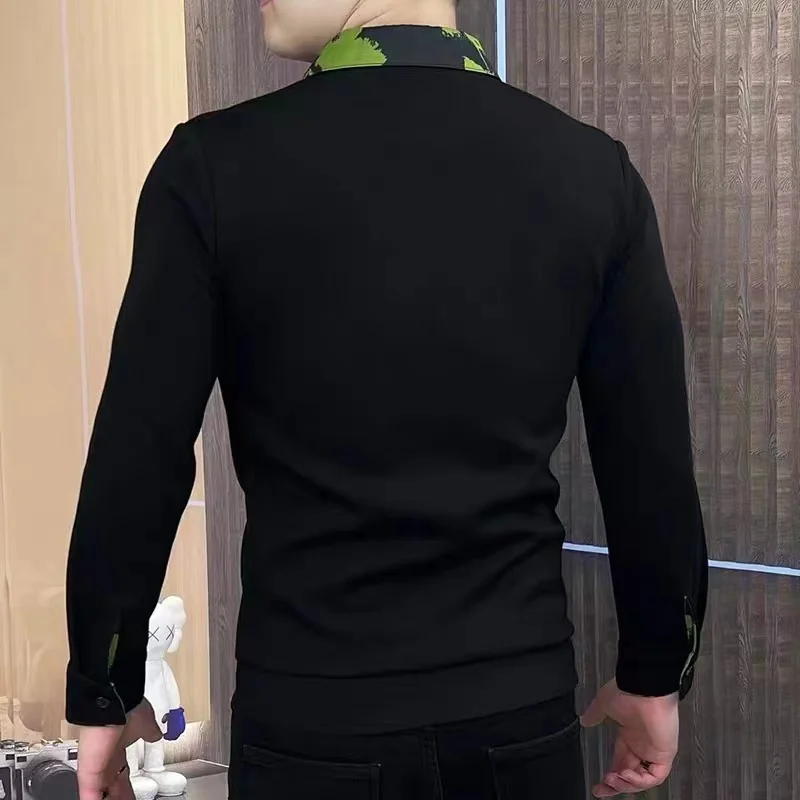 Liangge Мужская высококачественная осенняя рубашка-поло с длинными рукавами и