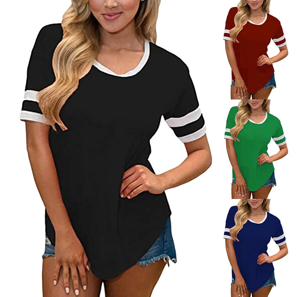 

Women Summer Casual Short Sleeve Round Neck Tunic T-Shirt Tops Blouse Women's Sweaters Winter under Layer Shirt Women