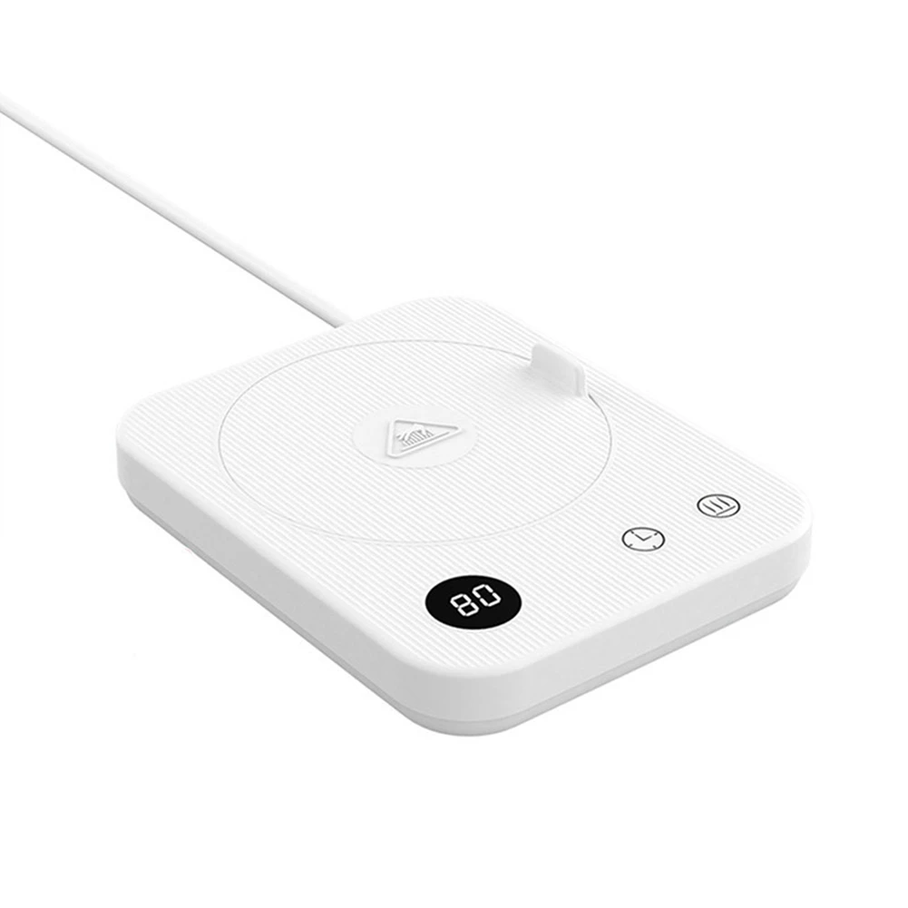 

Home Timing Heating Coaster Plate Coffee Cup Pad Constant Temperature Milk Water Cup Warmer Heater Mat US Plug, White