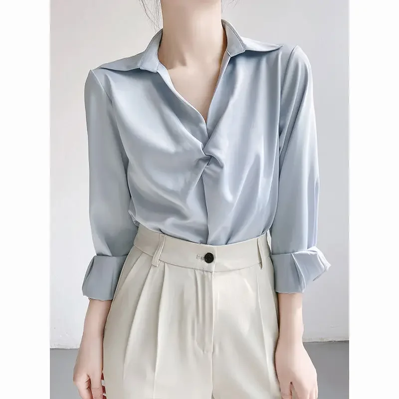 Шифоновая рубашка для женщин на раннюю осень тонкая профессиональная деловая