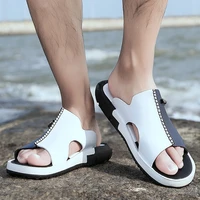2021 mens summer sandals original leather comfortable slip on casual fashion men slippers zapatillas hombre size 38 46