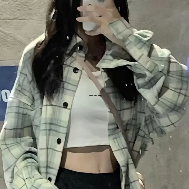 Летняя рубашка-поло в гонконгском стиле клетчатая рубашка с длинным рукавом