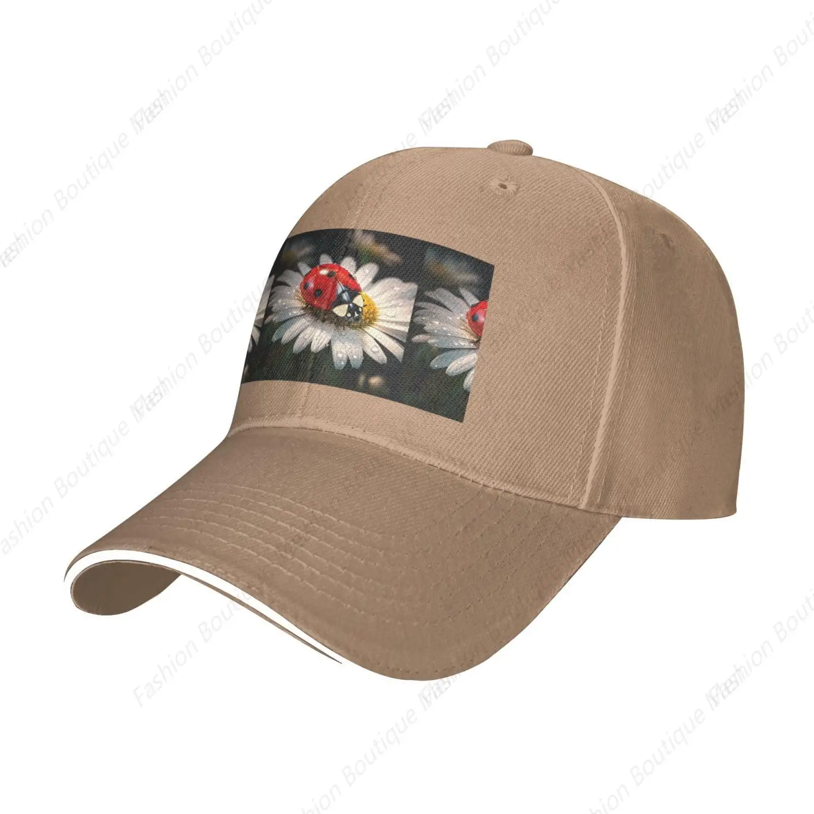 Кепки с натуральным божьим коровкой и цветочным принтом фуражки шляпа