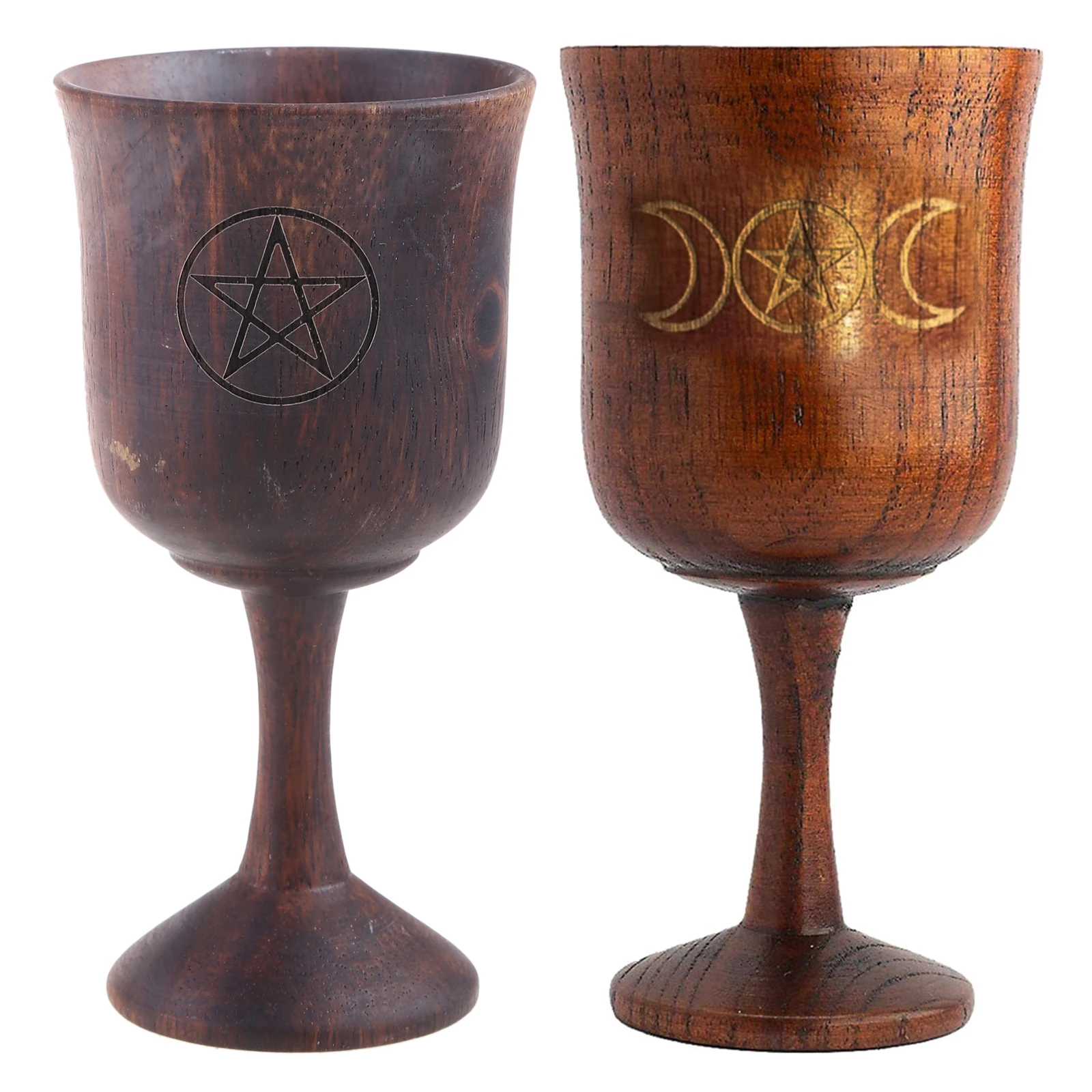 

Wine Cups Goblet Wooden Pentacle Moon for Beverage Milk Fruit Juice Sodas Beer Gift for Christmas Thanksgiving Birthday Dropship