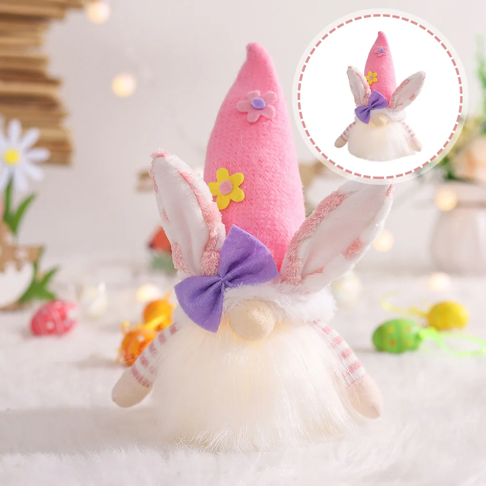 

Rabbit Ear Gnome Doll Ornament Party Rudolph Doll Adorn Plush Gnome
