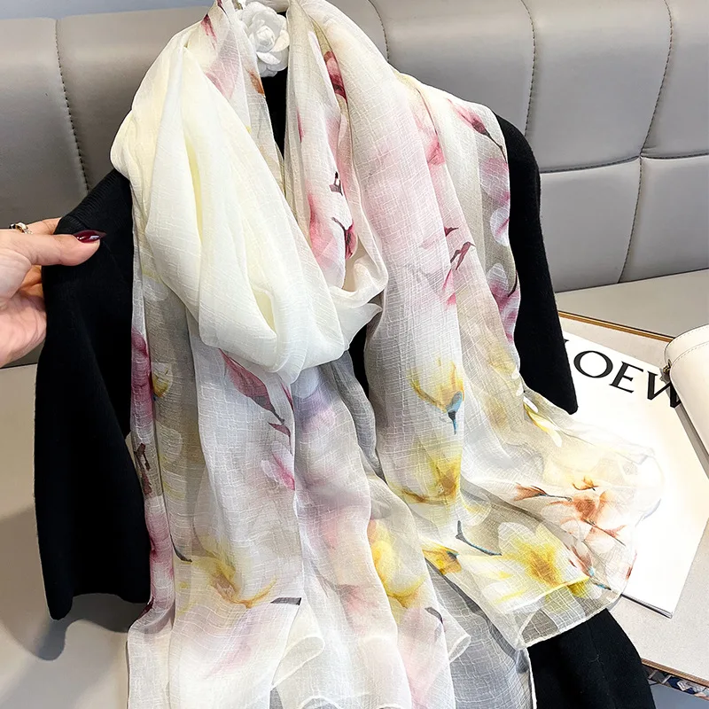 Женский шифоновый шарф модные летние шелковые шарфы шали оверсайз женские