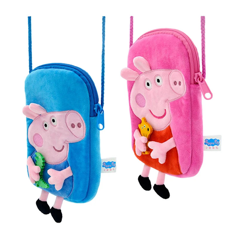 

Peppa Pig Stuffed Square Plush Messenger Bag Cartoon Doll George Soft Fabric Mobile Phone Bag Children's Toys Coin Birthday Gift