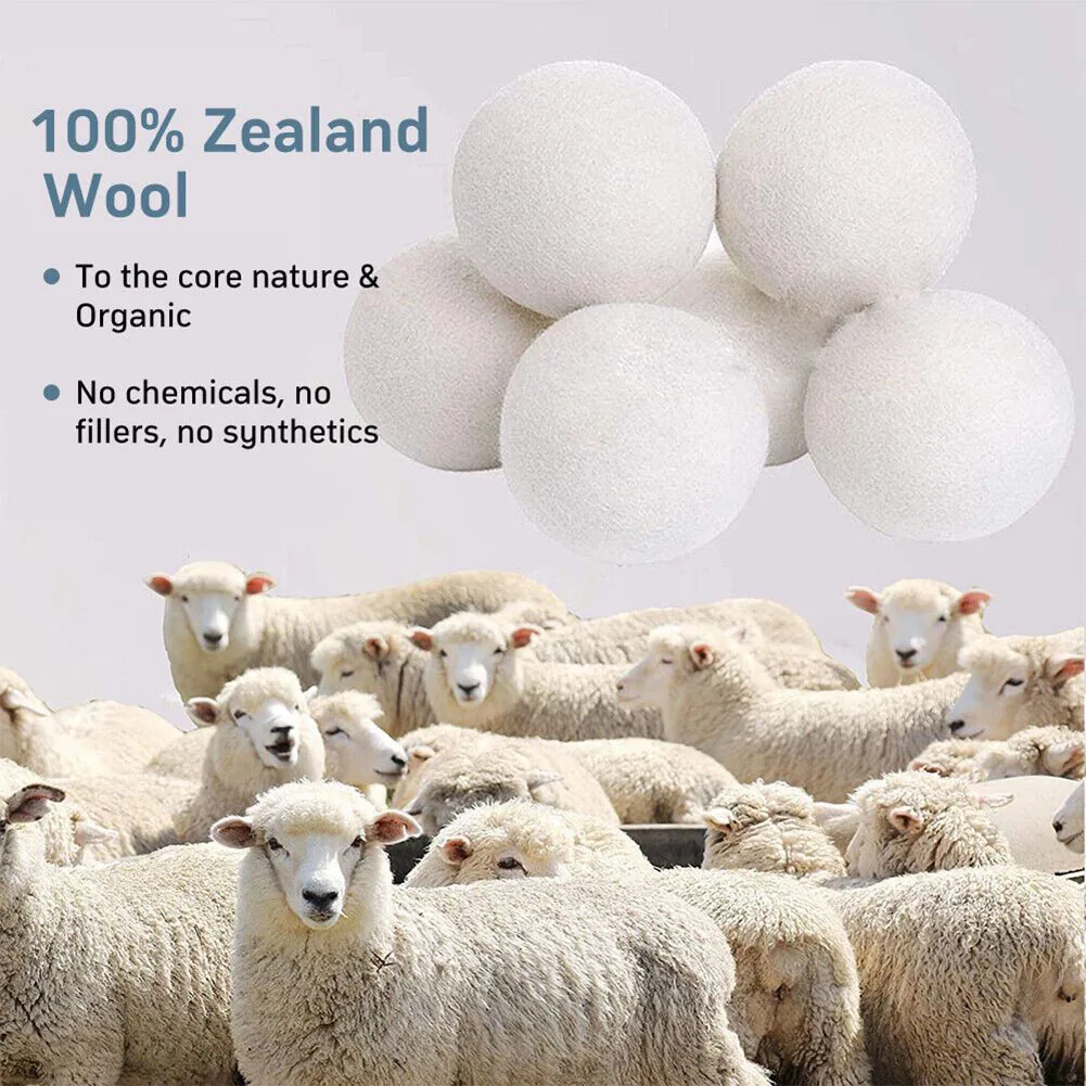 

6Pcs Reusable Softener Natural Sheep Organic Fabric Wool Dryer Balls Laundry Balls Wool Dryer Balls Washing Part Tool