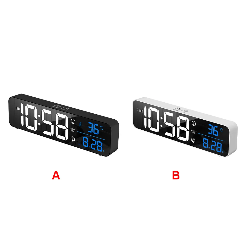 

Alarm Clock LED Digital Display Rechargeable Thermometer Adjustable Snooze Temperature Clock Black