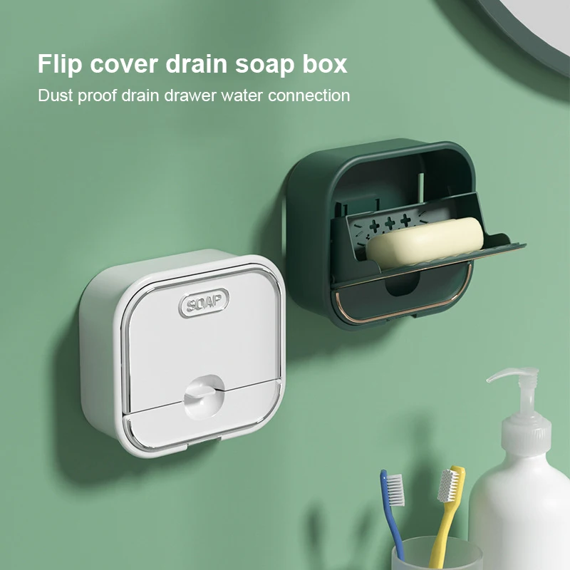 

Soap Rack No Drilling Wall Mounted Double Layer Soap Holder Soap Sponge Dish Bathroom Accessories Soap Dishes Self Adhesive