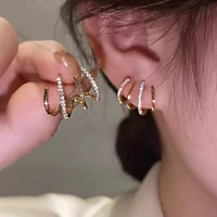 fashion earing claw ear hook clip earings four prong setting cubic zircon womens stud earrings for women party jewelry gift