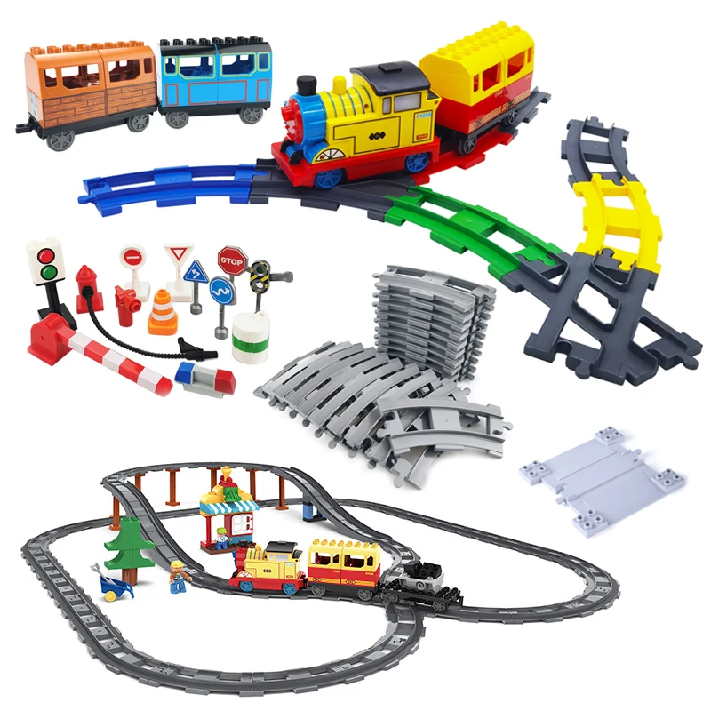 Big Size Building Block Track Set Electric Intelligent Locomotive Railway Train  Children's Education Programming Assembled Toys