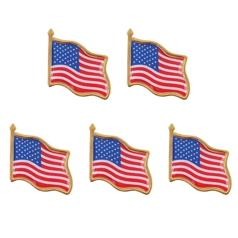 

10Pcs America USA National Flag Lapel Pins Crystal Epoxy Metal Enamel Badge Paint Brooch Souvenir Suit Personality Commemorative