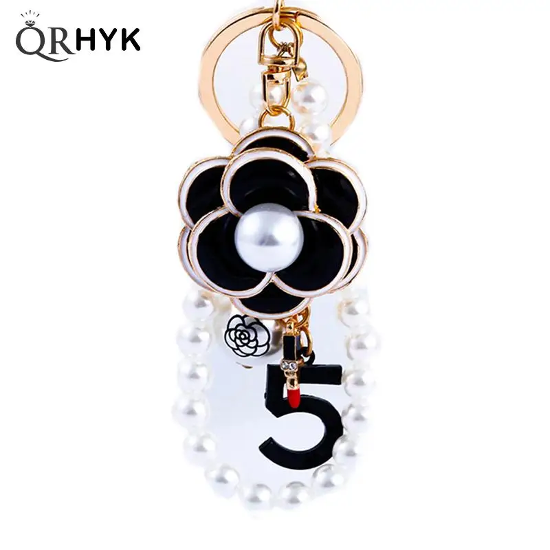

Роскошные ювелирные изделия, Модный женский брелок с камелией, жемчужный цветочный кулон, женский брелок 2022, модный новый брелок для ключей,...
