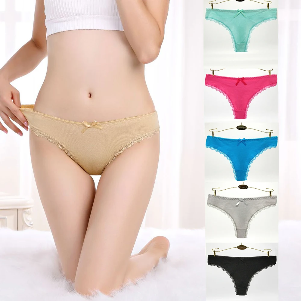

12Pcs/Lot Ladies G-string Cotton Panties Sexy Women's Underwear Female Underpants Low Waist Thong Solid Color Lingerie T-back