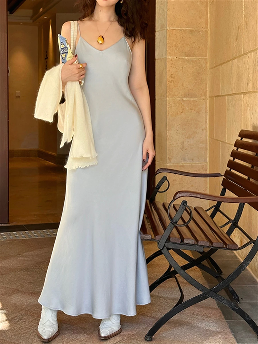 

Strapless Dress Women Elegant 2023 Summer Fashion Evening Party Lady Vestido Vintage Spring Midi Satin Dresses Female Clothes