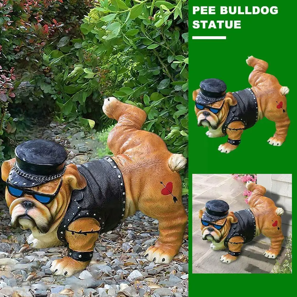 

Resin Bulldog Peeing Statue Bulldog Ornaments Artwork Garden Model Decoration Landscape Home Animal Dog Outdoor Yard Figuri O2B3