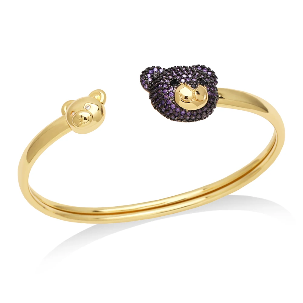 FLOLA Многоцветный Кристалл Тедди медный Медный позолоченный обруч Открытые