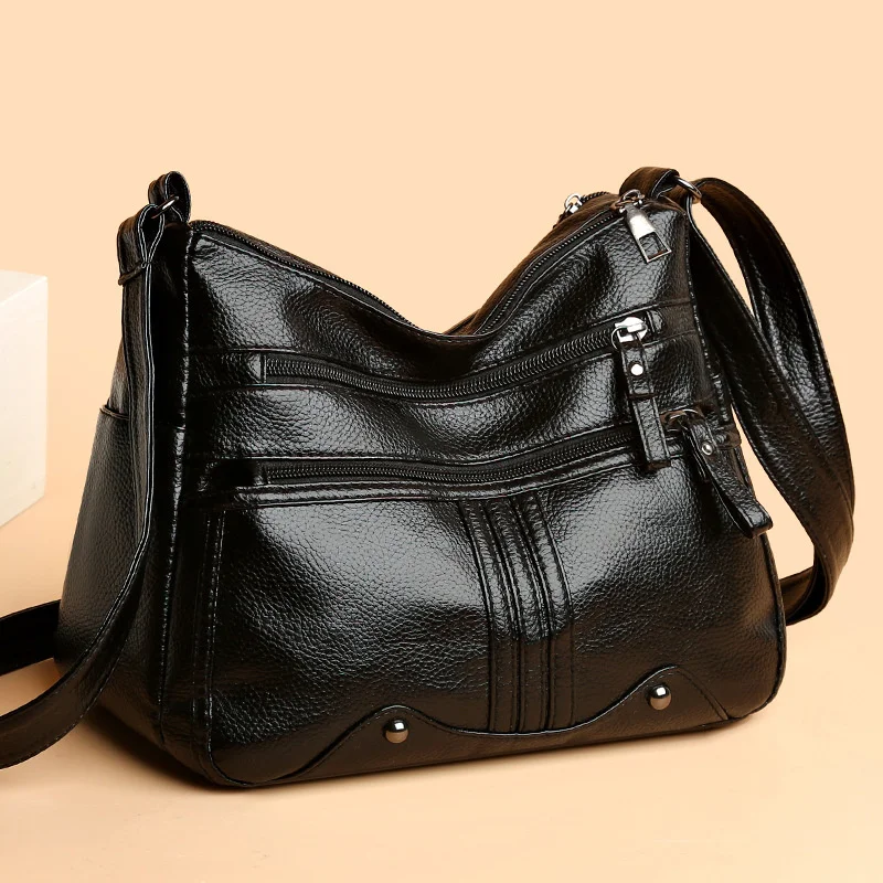 

Soft leather mother's bag middle-aged bag women's bag 2022 new fashion single shoulder bag large capacity women's oblique cross