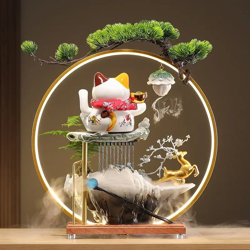 Фортуна кот курильница водопад ароматическая дзен керамическая домашний декор