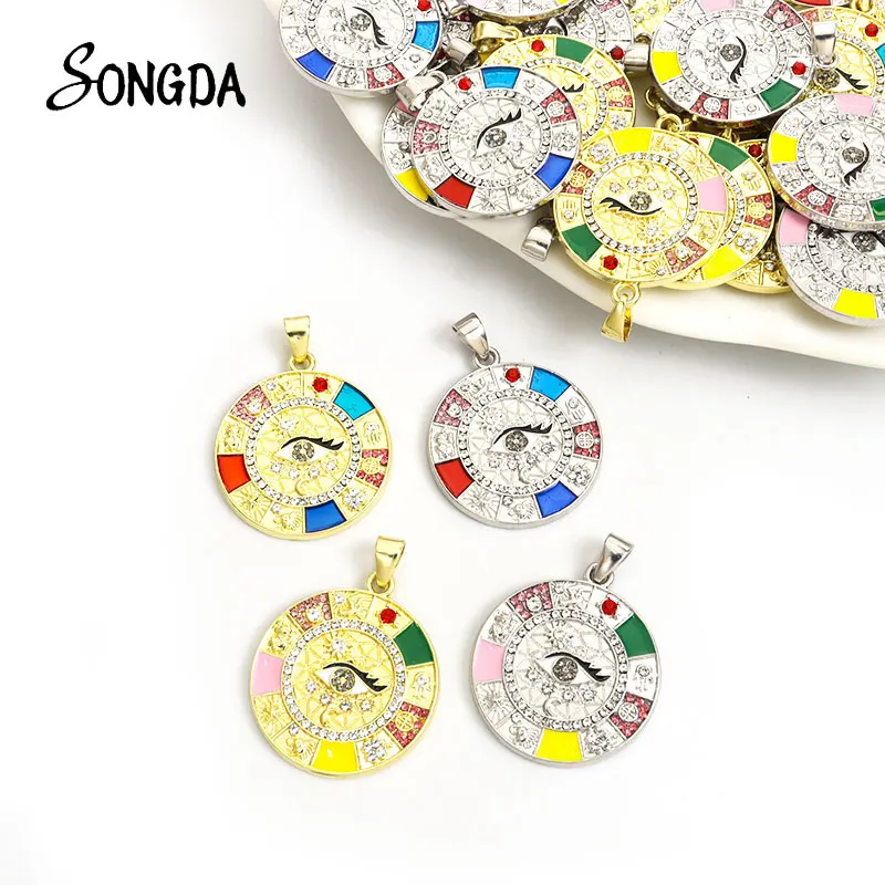 

2pcs Enamel Crystal Greek Evil Eye Charms Fatima Hamsa Hand Alloy Pendant Charms DIY Accessories Jewelry Making Necklace Gifts