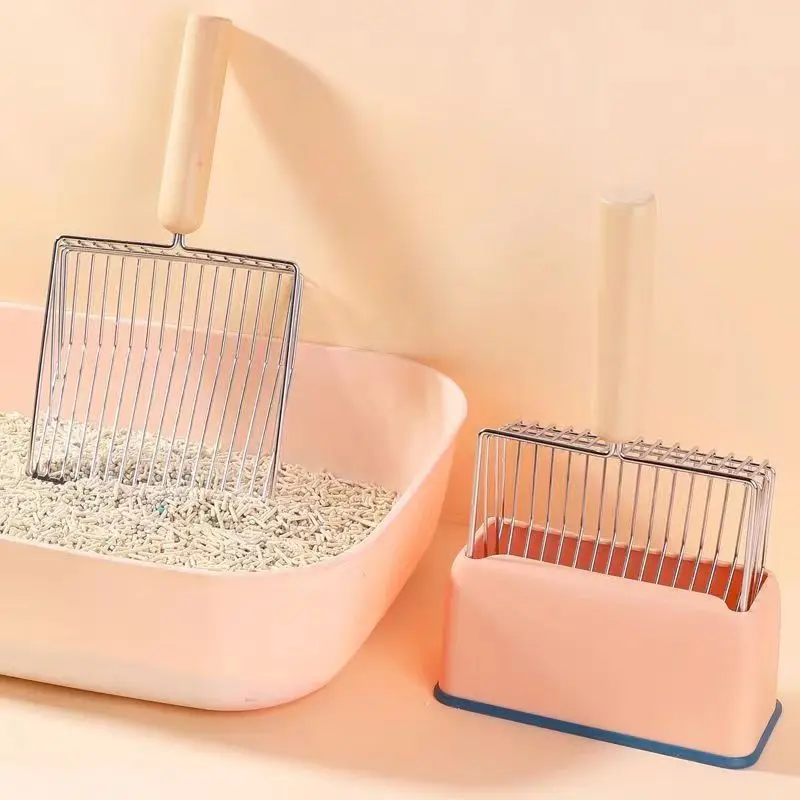 

Cat Litter Shovel Set Candy Color Large Wooden Handle Cat Toilet Cleaning Poop Scoop Tools Pet Cleaning Accessories Supplies