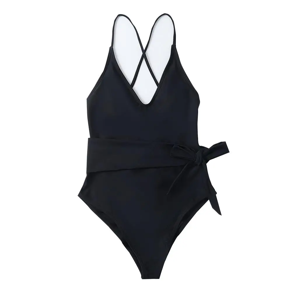 

1 шт. женский сексуальный цельный купальник, однотонный купальник, женский купальный костюм с регулируемыми бретельками, боди с открытой сп...