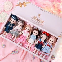 6pcs set bjd 16cm dolls 13 movable joints with clothes dress up bjd doll girl toy bjd doll full set birthday gift for girls