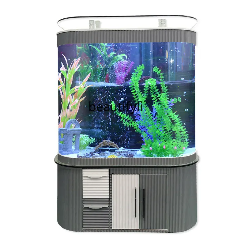 

New Double Arc Wall Fish Tank Glass Aquarium Living Room Entrance Ecological Change Water