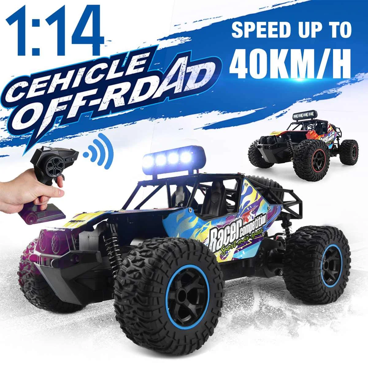 

1/14 RC Car High Speed Climbing Independent 4-Wheel Shock Off-Road Remote Control Car Toys for Children