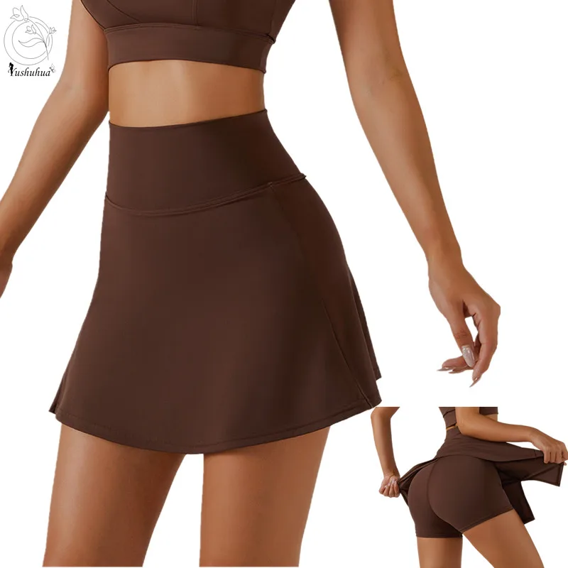 

Быстросохнущие женские шорты Yushuhua 2 в 1 для йоги с высокой талией, новая спортивная короткая юбка для тенниса, фитнеса, бега, велоспорта, фитн...