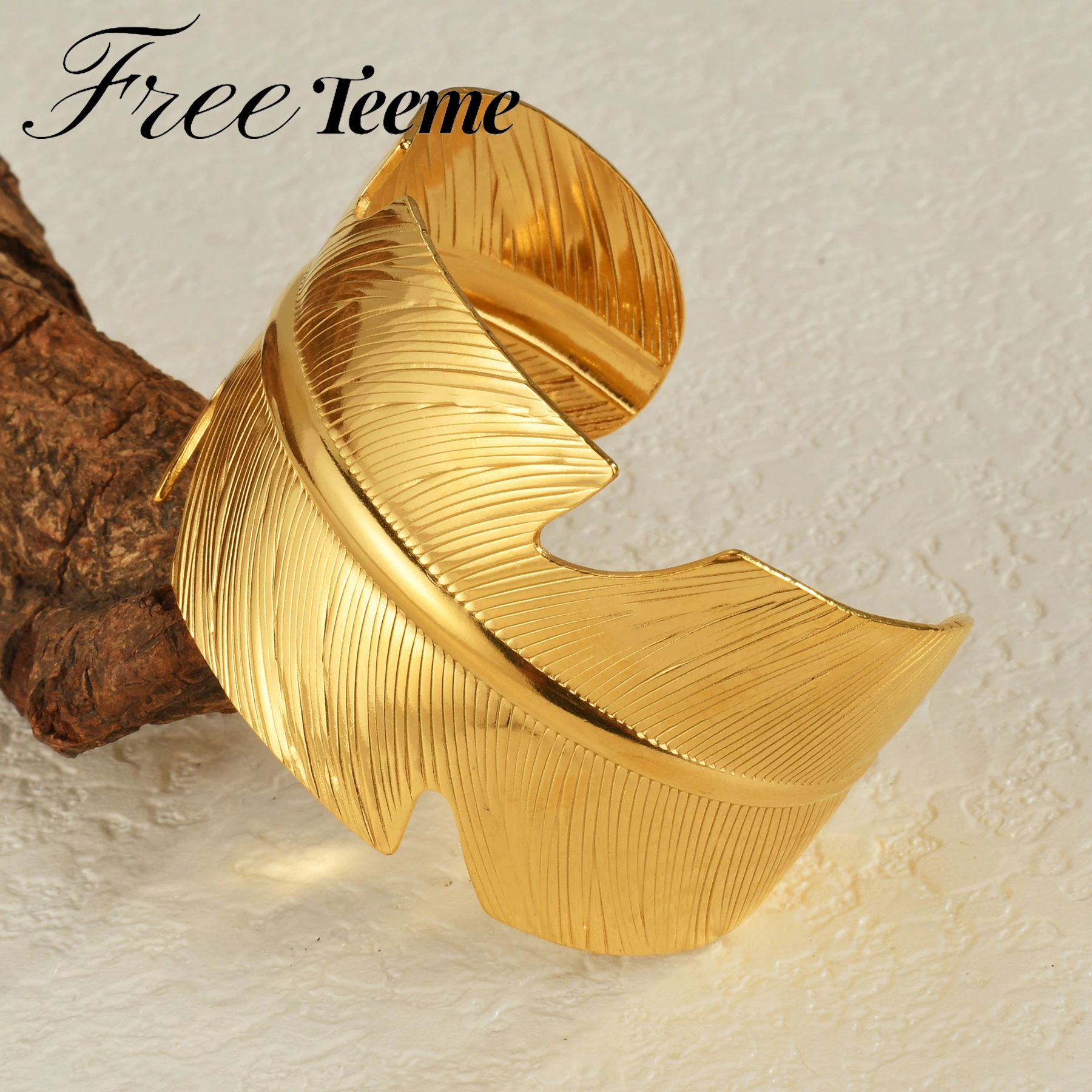 Большой браслет Freeteeme шириной 4 2 см для женщин и мужчин золотого цвета из