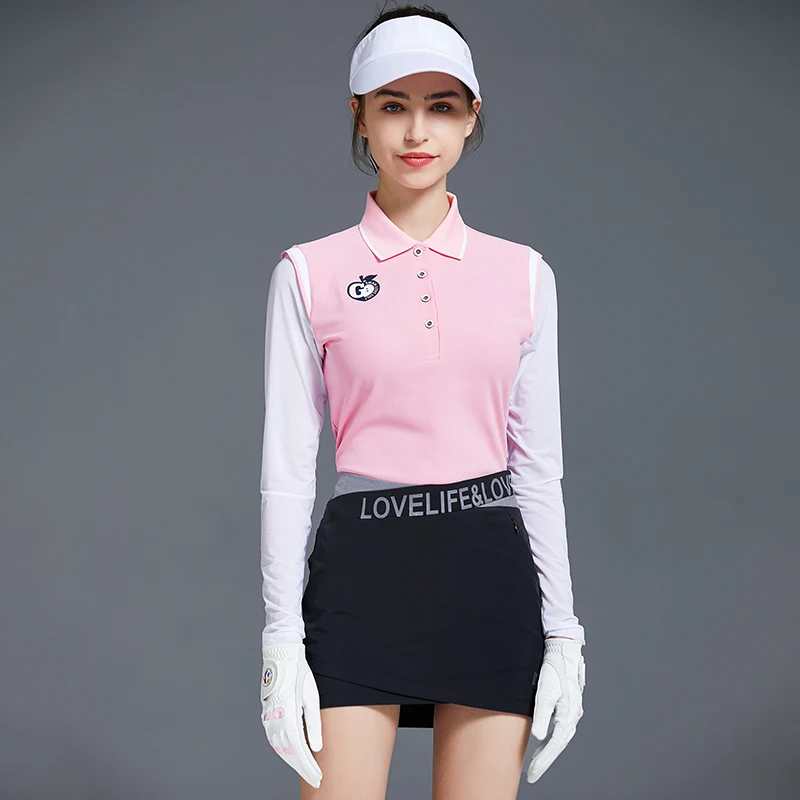 Love Golf Women Shirt Spring Summer Long Sleeve T-shirt Sunscreen Ice Silk Top Golf Top Thin Breathable Shirts Shorts Skort