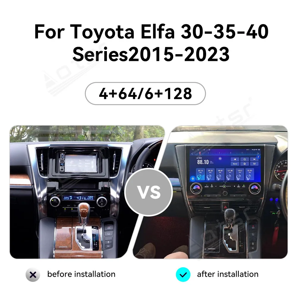Автомобильный мультимедийный плеер QLED-экран 15 дюймов Android 13 для Toyota Alphard 30/35/40 Series