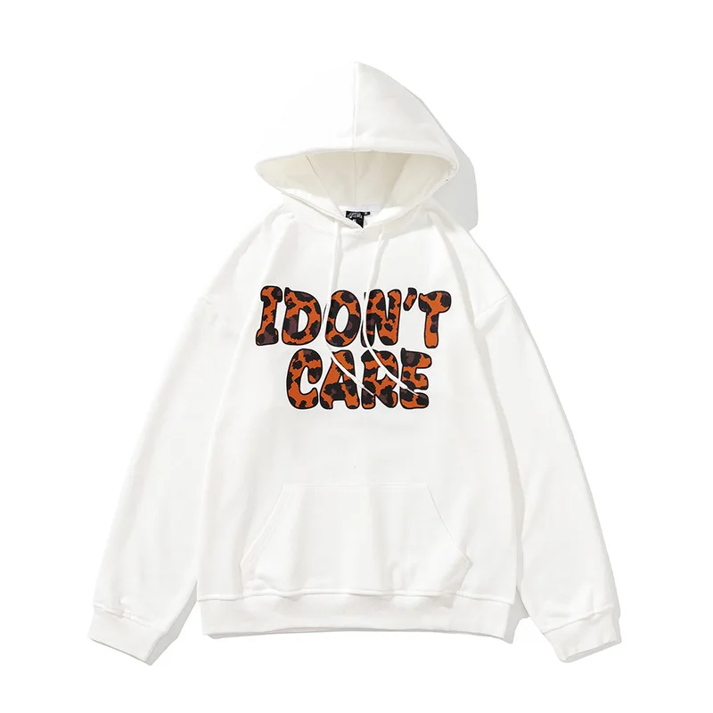 

330G Leopard Letter Print Hoodies Men's Casual Losse Sports Cool Hoodie Oversized Hoodie Fashion Hip Hop Streetwear Sweater