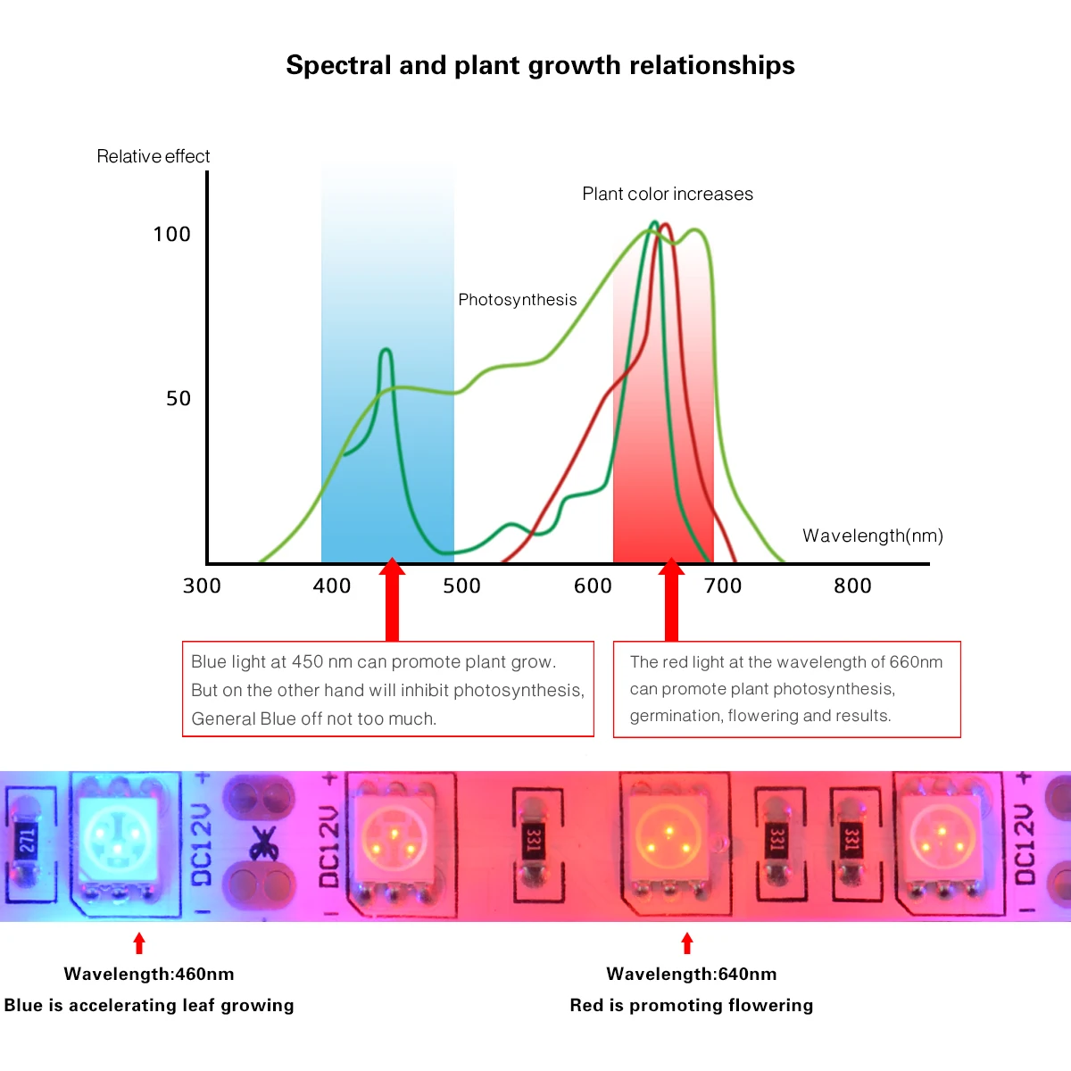 Светодиодная лента для растений 5 м 12 В