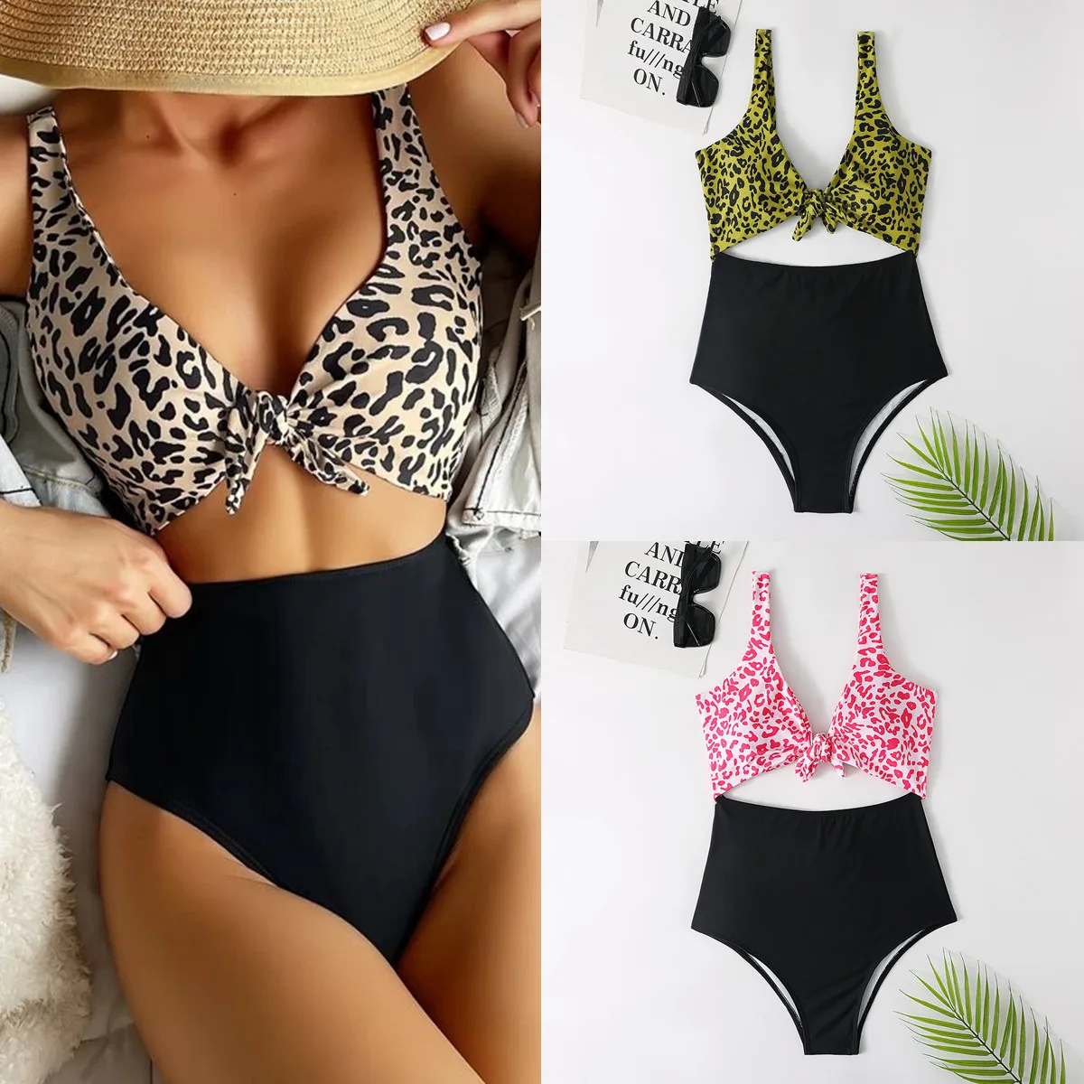 

2022 two piece new swimsuit sexy high waist printed women's bikini suit beach suit gathered swimsuit women's swimsuit two piece