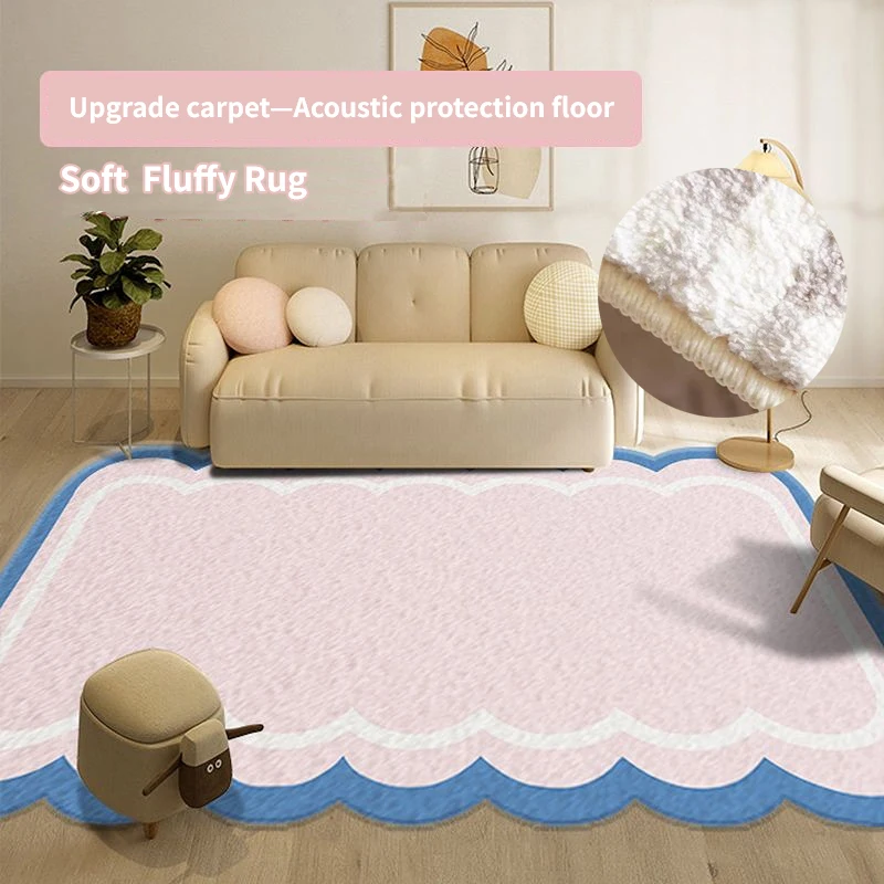 

Ins Shaped Cashmere Rug Teenage Girl Bedroom Decor Bedside Carpet Soft Living Room Carpets Home Non-slip Lounge Large Area Rugs
