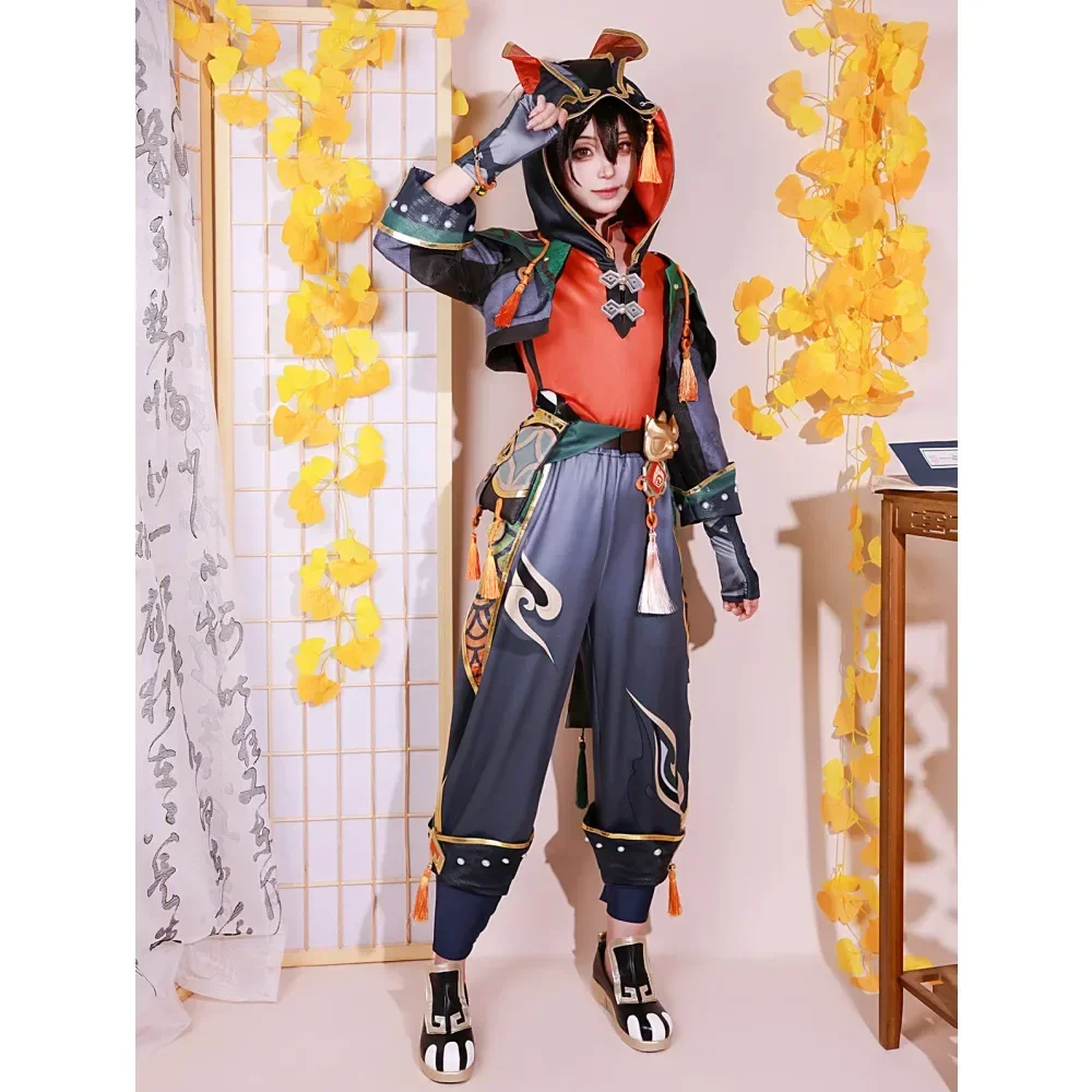 Игровой костюм для косплея Genshin Impact Ка Мин Gaa Ga Ming Min Liyue Lion Boy Jiaming Jia Set Парик