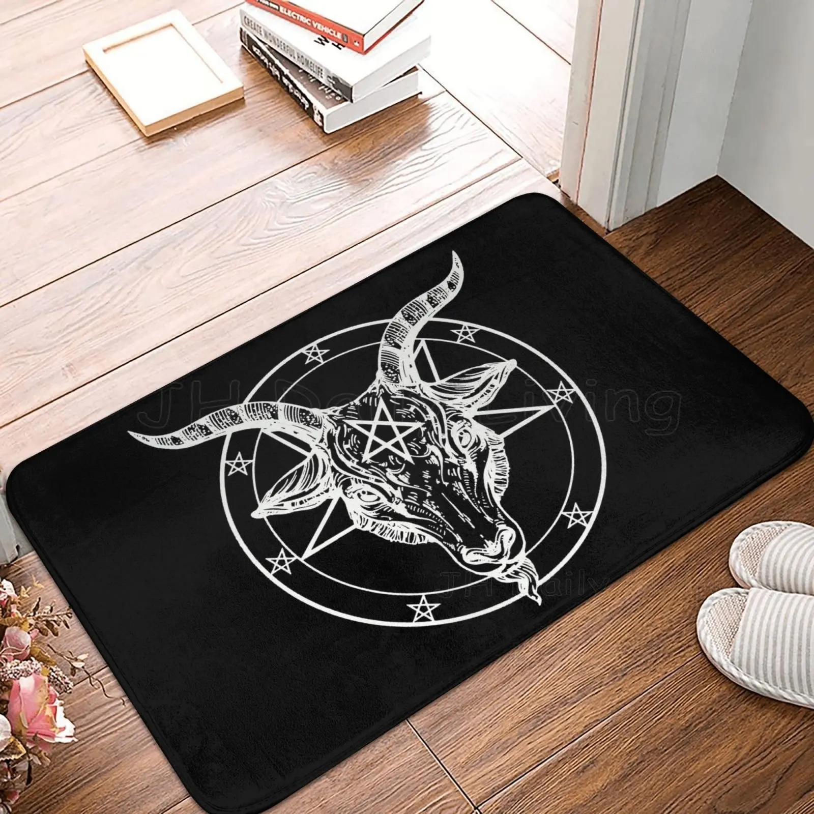 

Baphomet Pentagram Satantic Occult Church of Satan Goat Goth Door Mat Entrance Anti-Slip Kitchen Mats for Floor Bathroom Mat