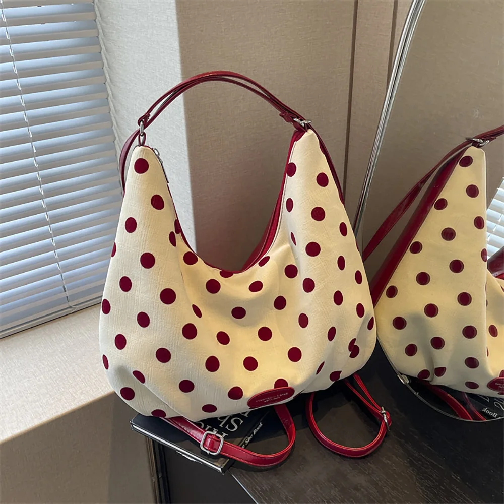 Модные сумки на плечо с волнистыми точками для женщин 2025 г. повседневные