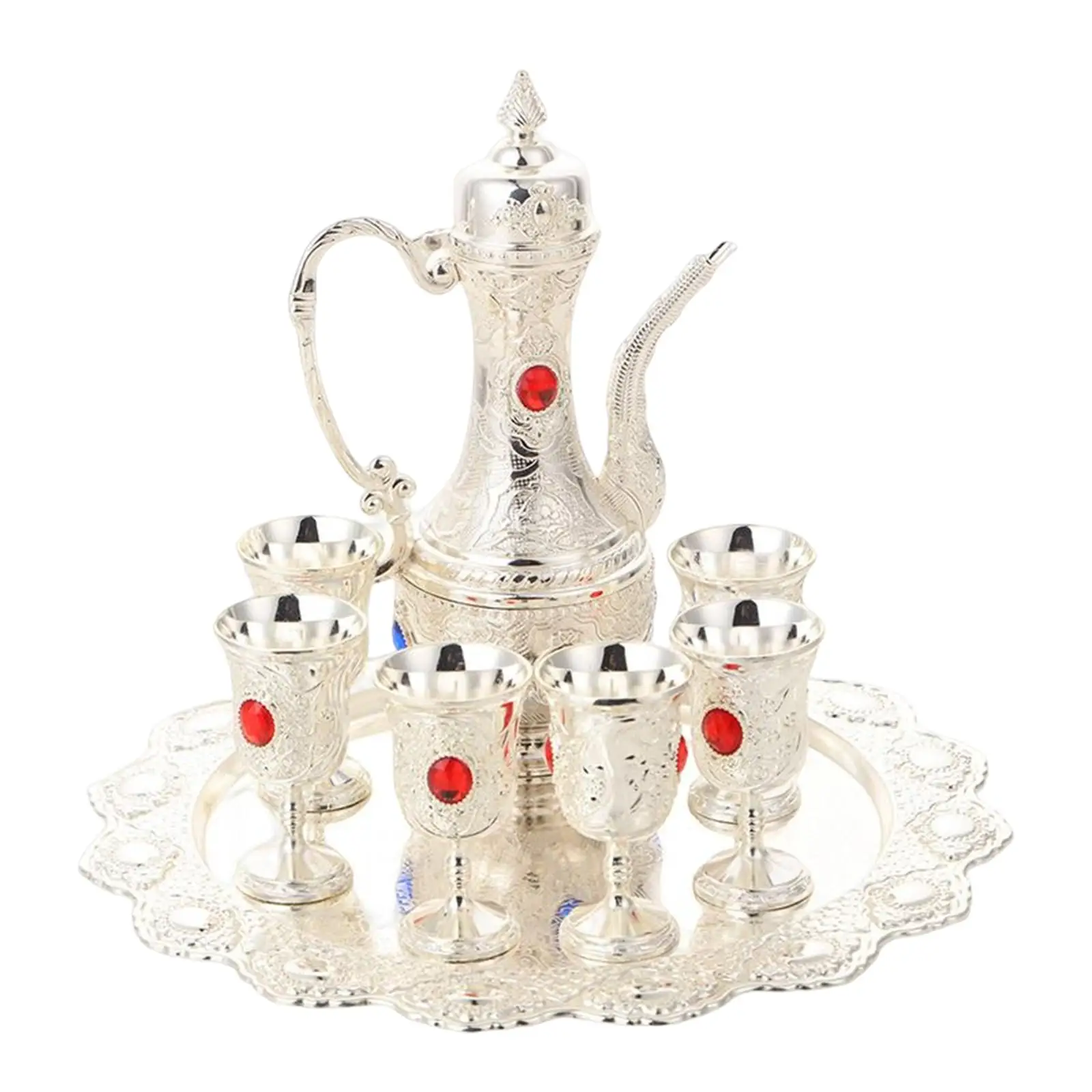 

6Pcs European Style Wine Liquor Decanter Set with Serving Tray Wedding Gift Wine Glass Set events Home Party Decorative