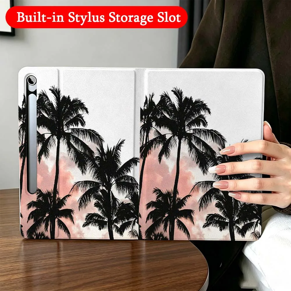 Фото Чехол Sea Breeze Coconut Tree для Samsung Galaxy Tab A7 A8 A9 A11 S6 S7 S8 S9 S10 S11 FE Plus, складной, с функцией автоматического сна/пробуждения для планшета №1