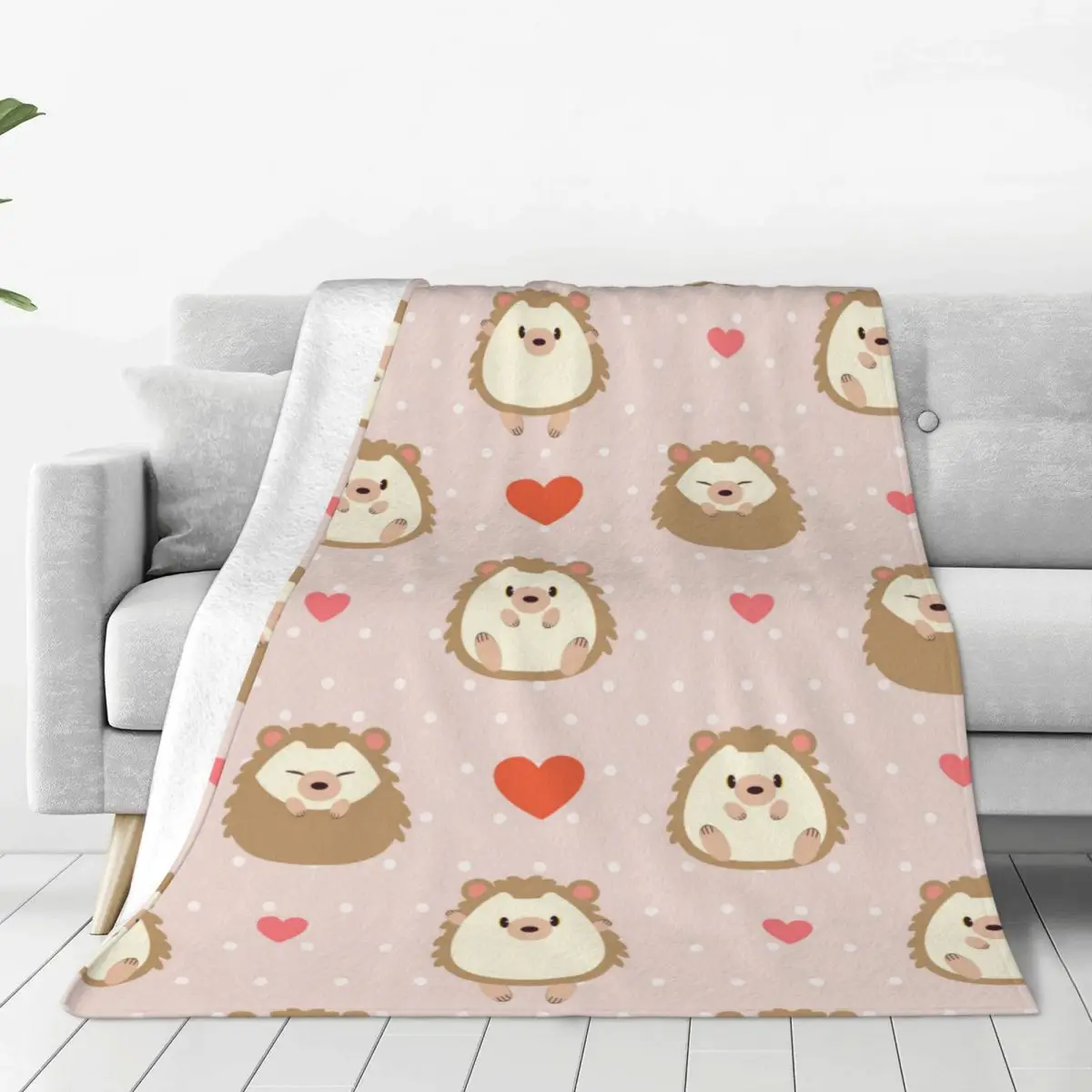

Cute Hedgehog Plaid Blanket Sofa Cover Flannel Winter Collage Cartoon Art Gift Soft Throw Blanket for Bed Car Bedding Throws