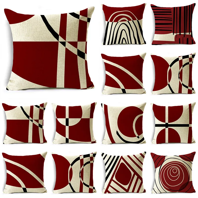 

Red and White Geometric Creative Mosaic Pillowcase Home Office Valentine's Day Decorative Cushion Cover Multi-Size