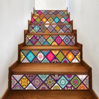 6pcs set 3d stair sticker removable self adhesive vinyl ceramic tile pvc stair wallpaper staircase stairway home wall decal
