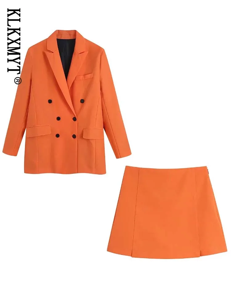 

ZA&ree Women's Suits With Skirt Sets 2022 Fashion Casual Blazer Jacket And Mini Skirt Set Woman 2 Pieces Chic Female Suit